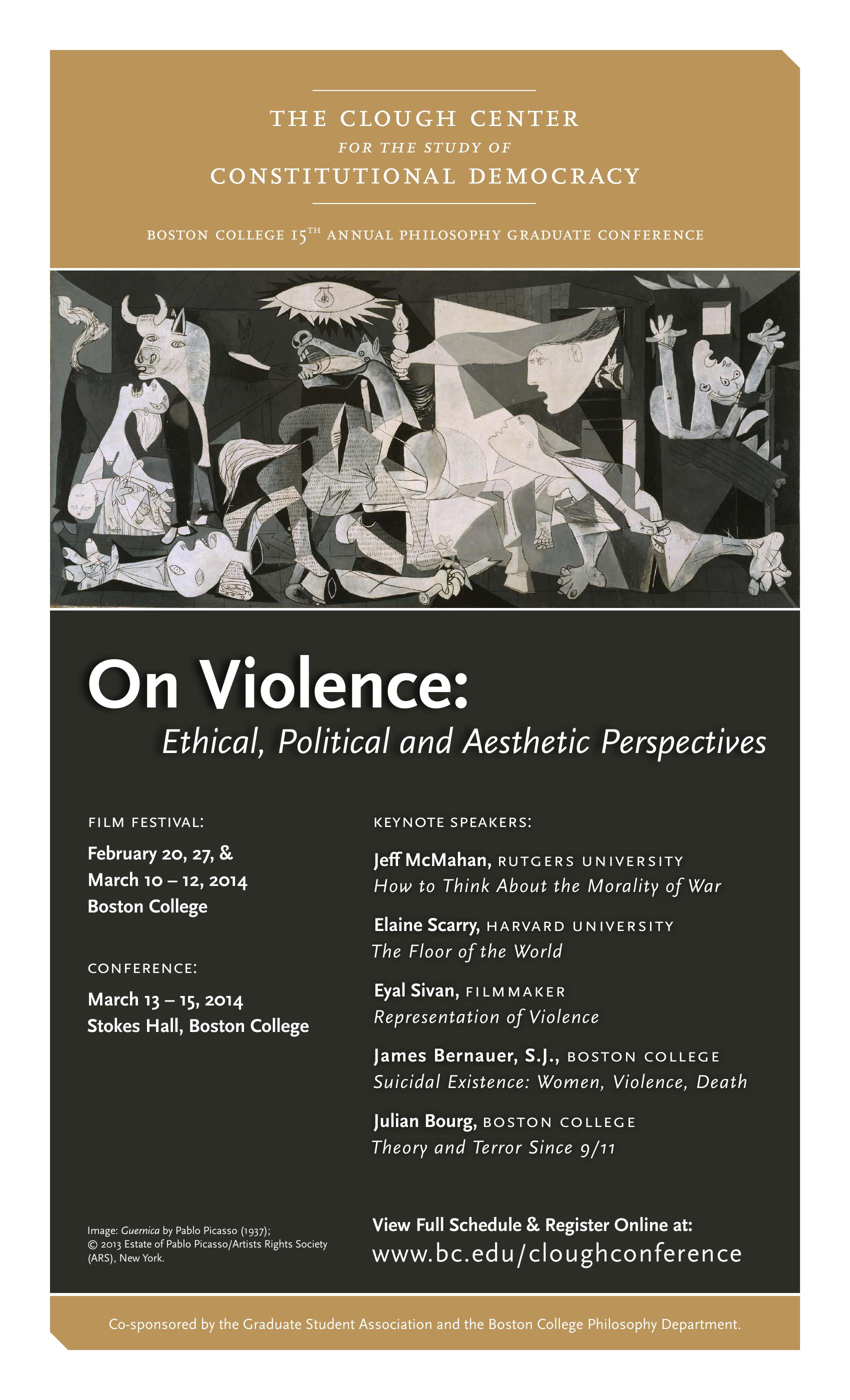 On Violence: Political, Ethical & Aesthetic Perspectives — affiche du colloque, Boston College